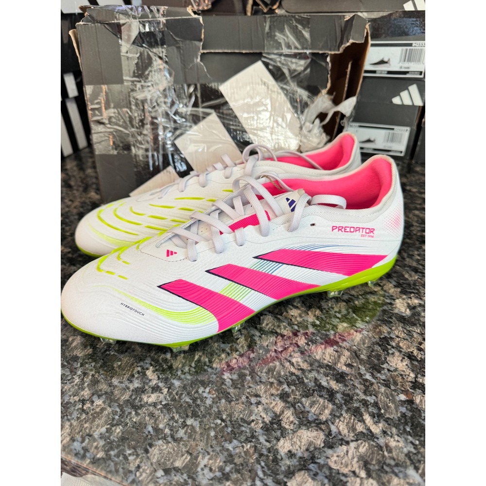 Adidas Predator Pro FG Soccer Cleats‎ White Pink Lucid Lemon ID3855 Mens 10